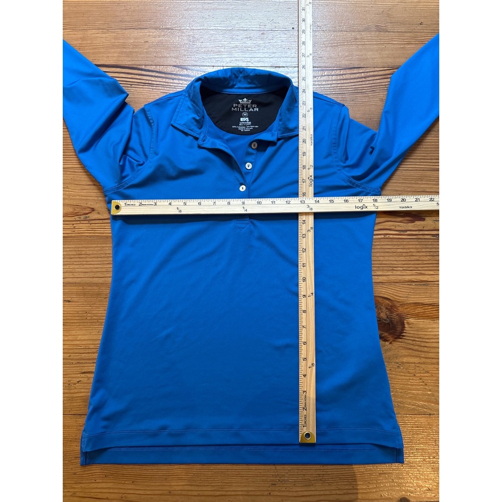 Peter Millar Polo Shirt Womens Blue Long Sleeve Wicking Performance SIZE M - Picture 4 of 5